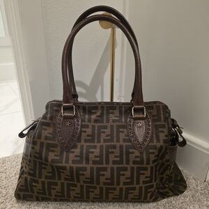 Fendi Zucca canvas and leather Chef de Jour bag. 